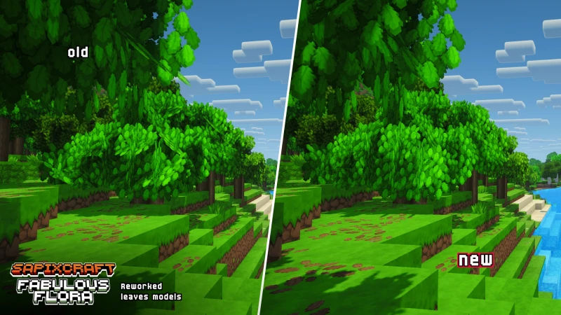 Fabulous Flora add-on - reworked leaf models, old vs new canopy