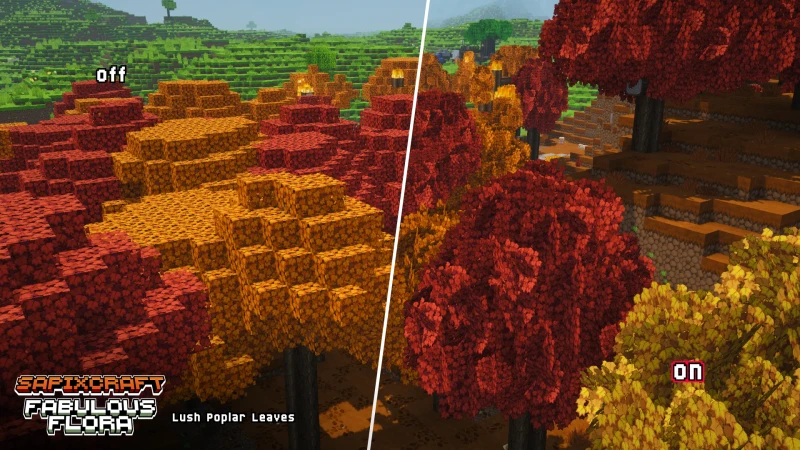 Fabulous Flora add-on - poplar leaves off vs on comparison