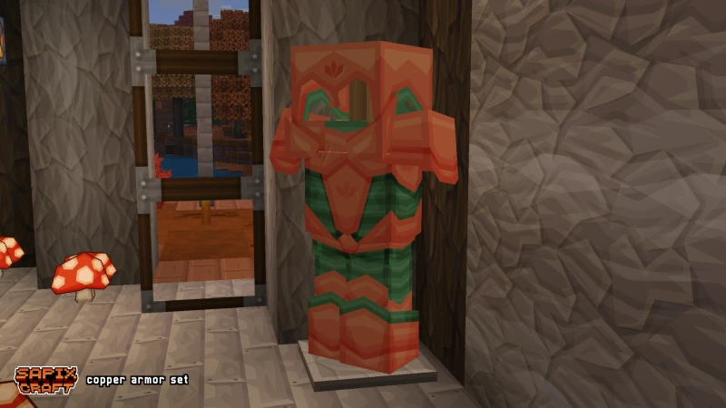 Full copper armor set on an armor stand