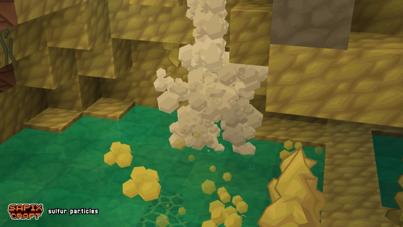 Noxious gas and geyser particles over a sulfur spring