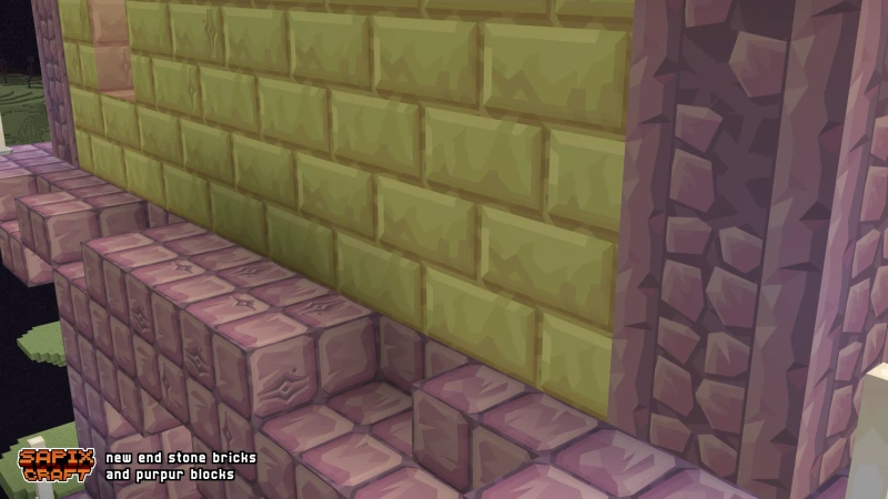 Close-up of new End Stone Bricks and Purpur Blocks