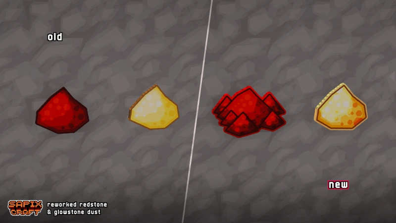 Reworked Redstone Dust and Glowstone Dust, old vs new