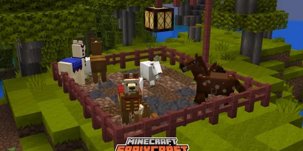 Sapixcraft horse, llama and goat in a mob pen