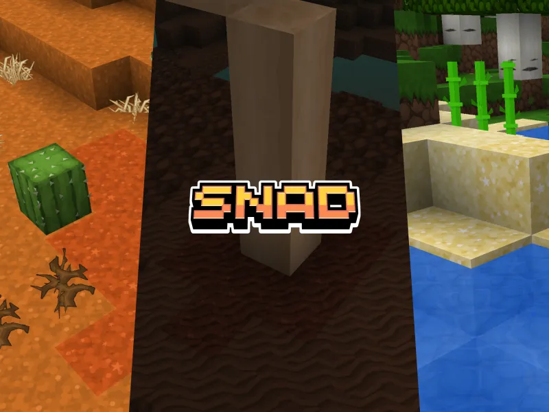 Sapixcraft Snad mod patch featuring snad, red snad and soul snad blocks
